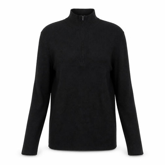 Karen Millen Women's Black High Neck Half Zip Knit Jumper L