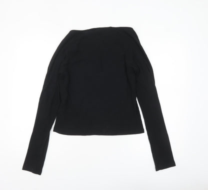 Noisy May Womens Black Sweetheart Neck Slim Fit Long Sleeve Top Size L