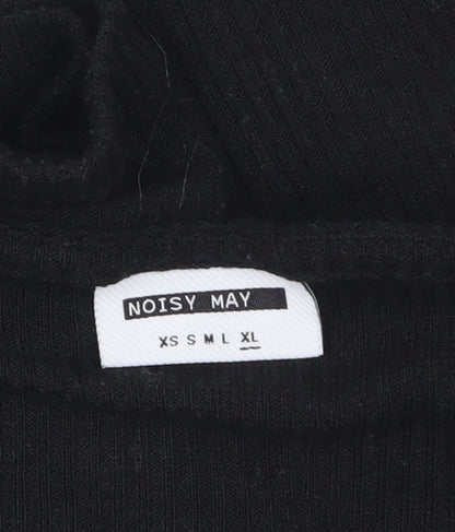 Noisy May Womens Black Sweetheart Neck Slim Fit Long Sleeve Top Size L