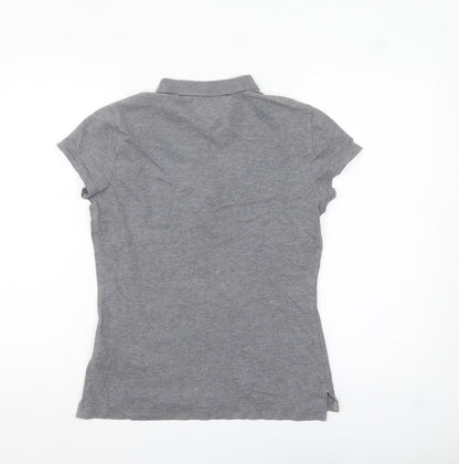 Tommy Hilfiger Women Grey Slim Fit Polo Shirt M Classic Casual