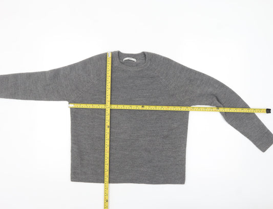 Mango Women Grey Acrylic Knit Crew Neck Pullover Jumper Size 10