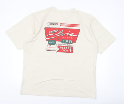 P&Co x Brewdog Men's Beige Elvis Juice Graphic T-Shirt 2XL Cotton