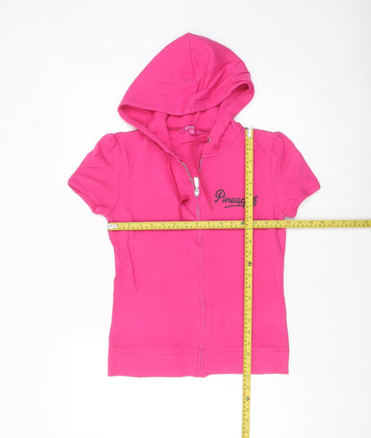 Pineapple Women Pink Size 10 Full Zip Short Sleeve Hoodie Cotton