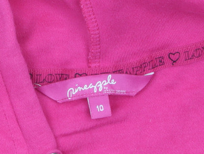 Pineapple Women Pink Size 10 Full Zip Short Sleeve Hoodie Cotton
