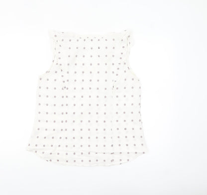Fat Face Women’s Ivory Ruffle Sleeveless Cotton Tunic Blouse UK 12
