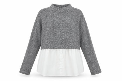 New Look Women's Grey High Neck Knit Jumper UK 16