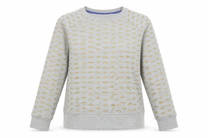 Boden Women's Grey Gold Bee Print Crew Neck Sweatshirt M