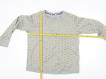 Boden Women's Grey Gold Bee Print Crew Neck Sweatshirt M