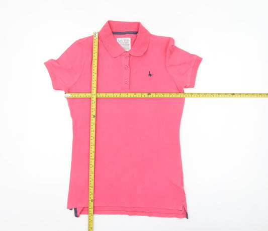 Jack Wills Women's Pink Slim Fit Cotton Polo Shirt UK 10