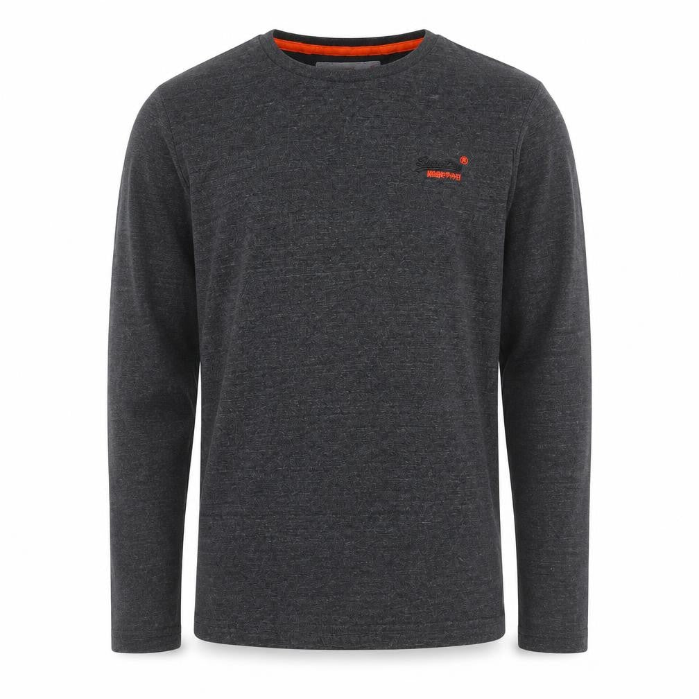 Superdry Men's Grey Long Sleeve Cotton Crew Neck Top Size S