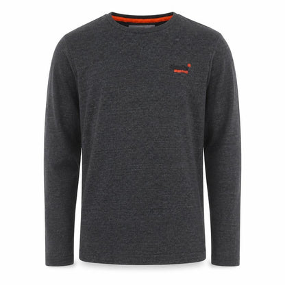 Superdry Men's Grey Long Sleeve Cotton Crew Neck Top Size S