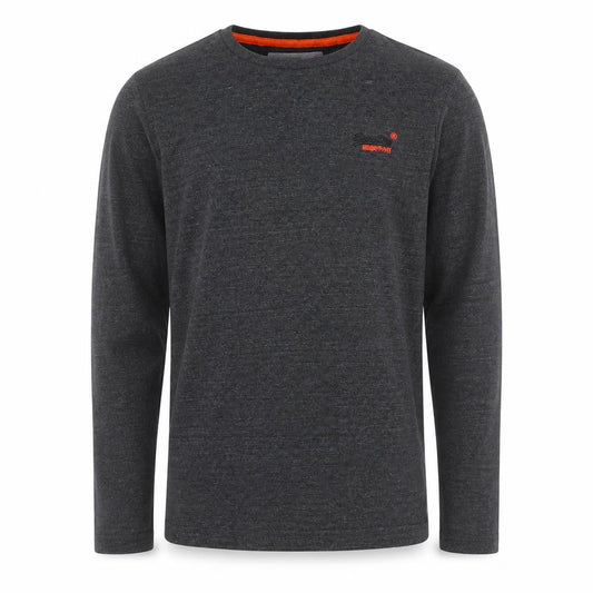 Superdry Men's Grey Long Sleeve Cotton Crew Neck Top Size S