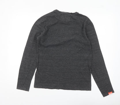 Superdry Men's Grey Long Sleeve Cotton Crew Neck Top Size S