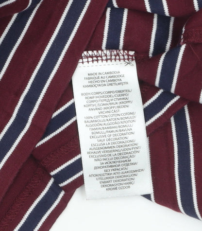 Ralph Lauren Men's Red Striped Custom Slim Fit Polo Shirt L