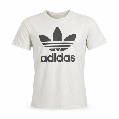 Adidas Men's Beige Trefoil Logo T-Shirt Size M Short Sleeve Cotton