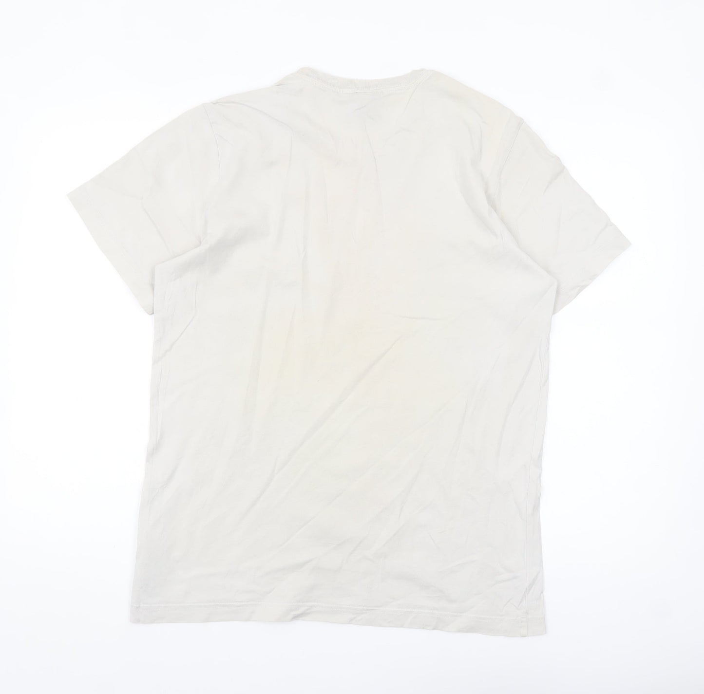 Adidas Men's Beige Trefoil Logo T-Shirt Size M Short Sleeve Cotton