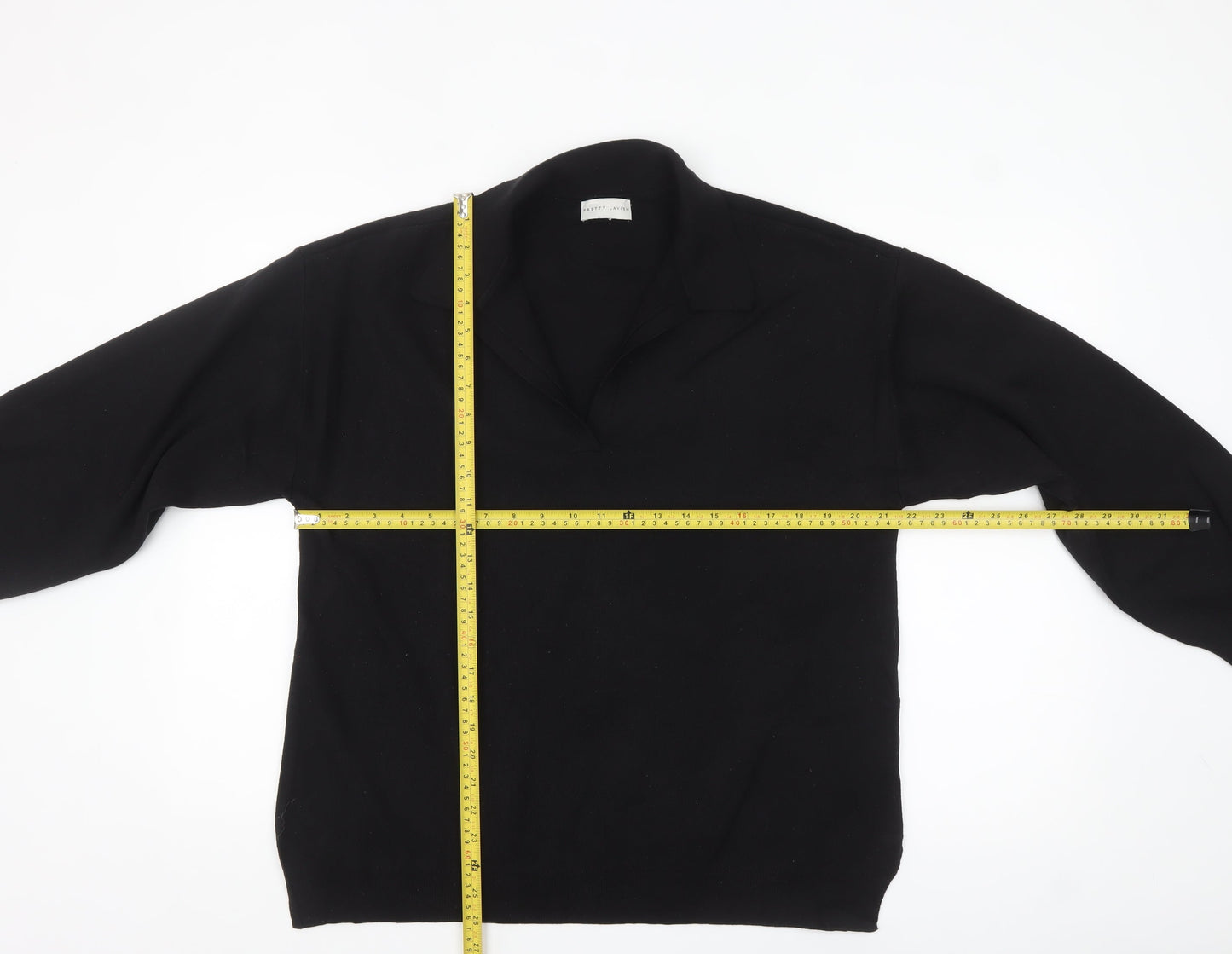 Pretty Lavish Women's Black Collared Pullover Jumper Size S