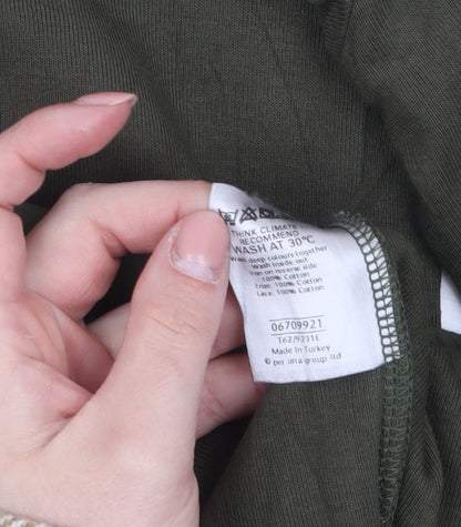 Marks and Spencer Per Una Women's Green Cotton Tunic Blouse Size 16