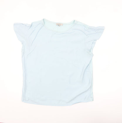 Hobbs Women Blue Modal Cotton Flutter Sleeve T-Shirt M