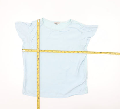 Hobbs Women Blue Modal Cotton Flutter Sleeve T-Shirt M