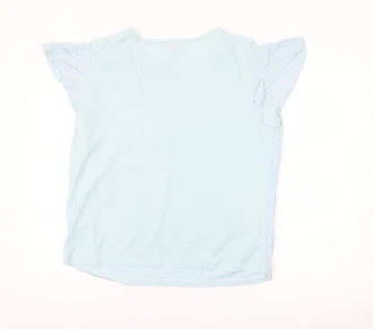 Hobbs Women Blue Modal Cotton Flutter Sleeve T-Shirt M