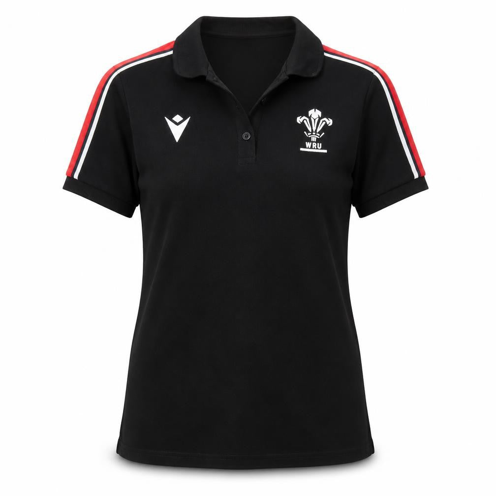 Macron Womens Black WRU Polo Shirt XS Short Sleeve Cotton Blend
