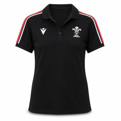 Macron Womens Black WRU Polo Shirt XS Short Sleeve Cotton Blend