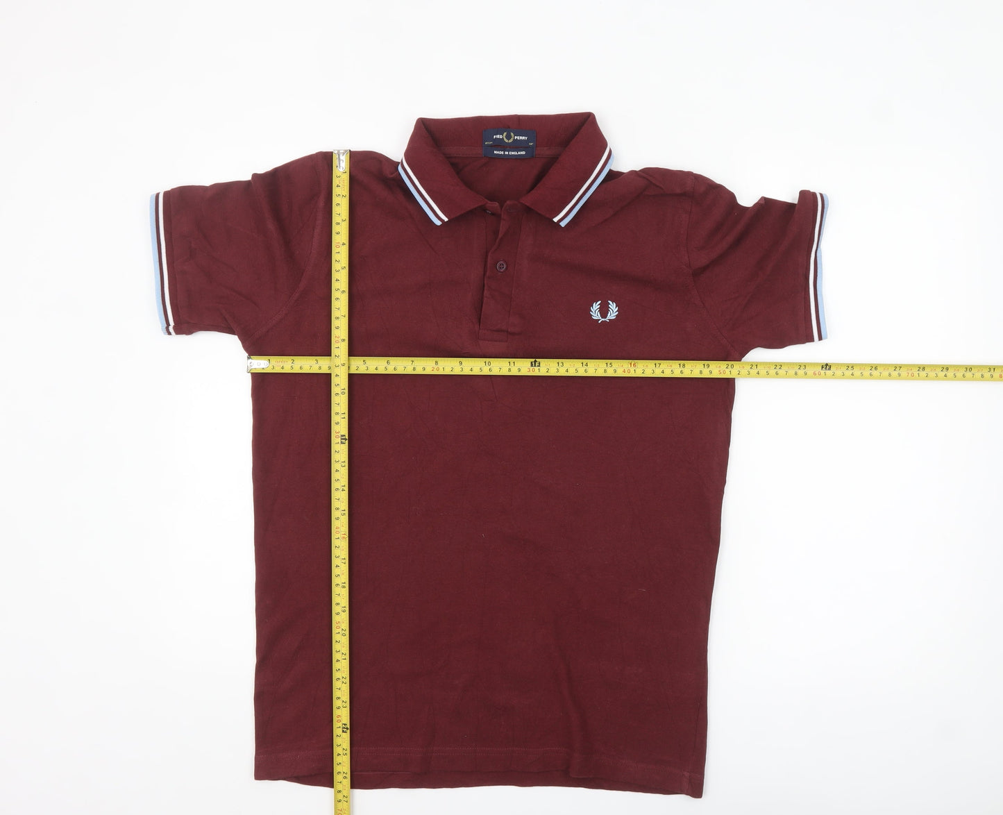 Fred Perry Men's Red Slim Fit Cotton Polo Shirt Size L