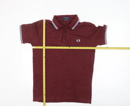 Fred Perry Men's Red Slim Fit Cotton Polo Shirt Size L