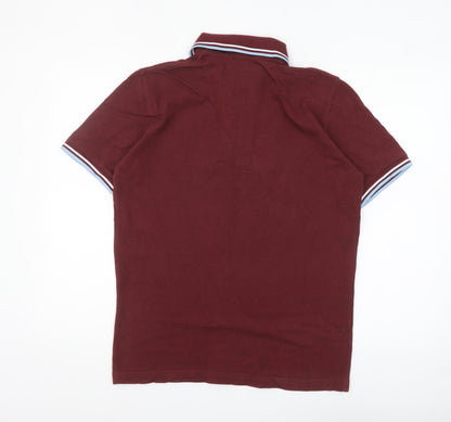 Fred Perry Men's Red Slim Fit Cotton Polo Shirt Size L