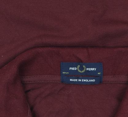 Fred Perry Men's Red Slim Fit Cotton Polo Shirt Size L