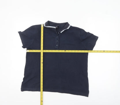 Lands' End Women's Blue Petite S Polo Shirt Short Sleeve Cotton