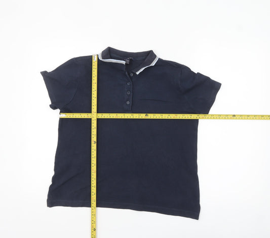 Lands' End Women's Blue Petite S Polo Shirt Short Sleeve Cotton