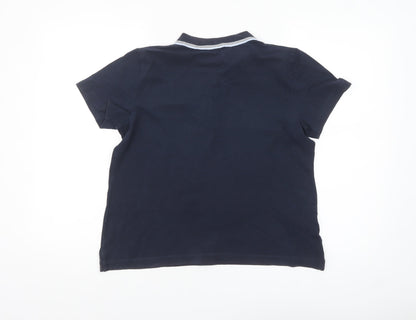Lands' End Women's Blue Petite S Polo Shirt Short Sleeve Cotton