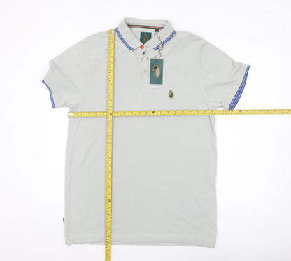 Luke Sport Men’s Grey Cotton Polo Shirt Large Classic Fit