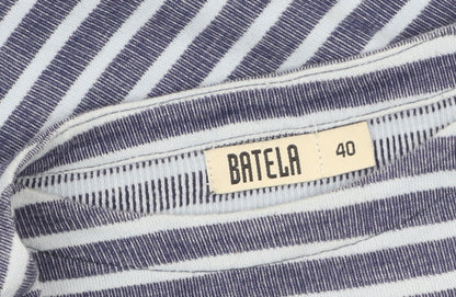 Batela Womens Blue Striped Cotton Nautical Long Sleeve Top Size 12