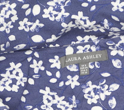Laura Ashley Women's Blue Floral Shift Dress Size 8 3/4 Sleeve