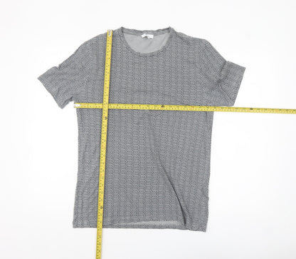 Reiss Men’s Grey Geometric Crew Neck Short Sleeve T-Shirt M