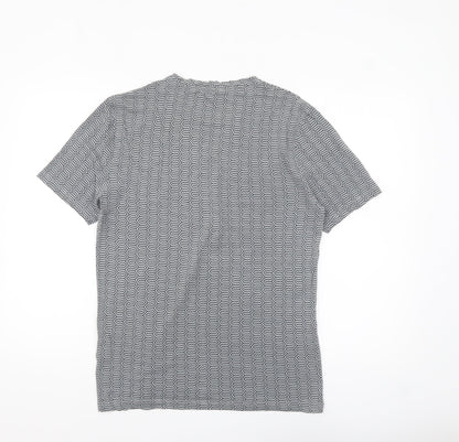 Reiss Men’s Grey Geometric Crew Neck Short Sleeve T-Shirt M