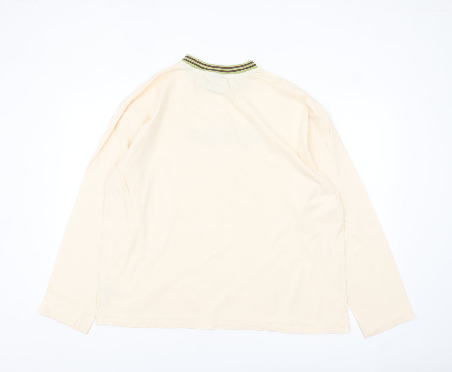 Kickers Men’s Beige Long Sleeve Crew Neck Embroidered Logo Top Size L
