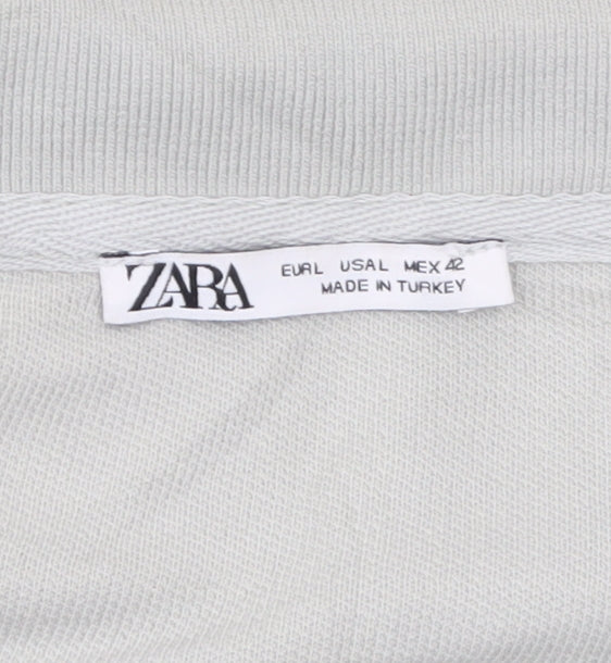 Zara Men's Grey Cotton Polo Shirt Size L Short Sleeve Casual