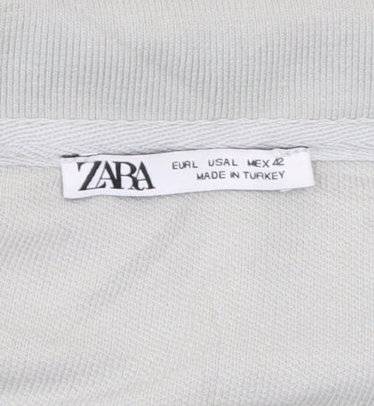 Zara Men's Grey Cotton Polo Shirt Size L Short Sleeve Casual