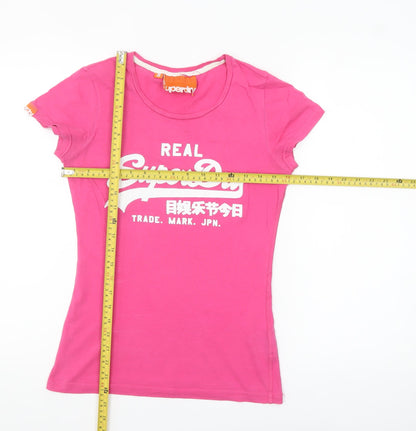 Superdry Womens Pink Cotton Slim Fit Short Sleeve T-Shirt S
