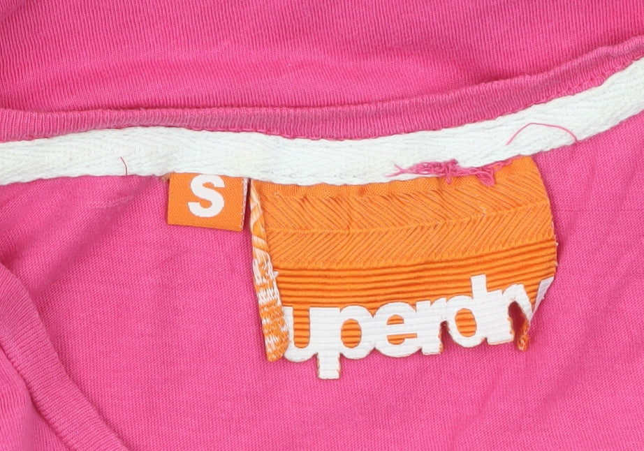 Superdry Womens Pink Cotton Slim Fit Short Sleeve T-Shirt S