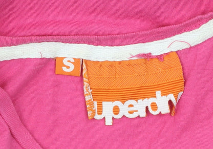 Superdry Womens Pink Cotton Slim Fit Short Sleeve T-Shirt S