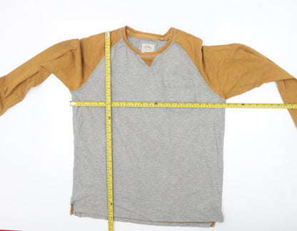 Fat Face Men's Grey & Brown Long Sleeve Cotton Top Size M