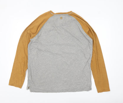 Fat Face Men's Grey & Brown Long Sleeve Cotton Top Size M