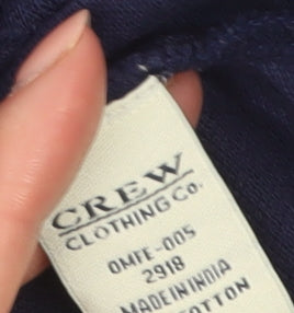 Crew Clothing Co. Men's Blue Long Sleeve Cotton Polo Shirt Small