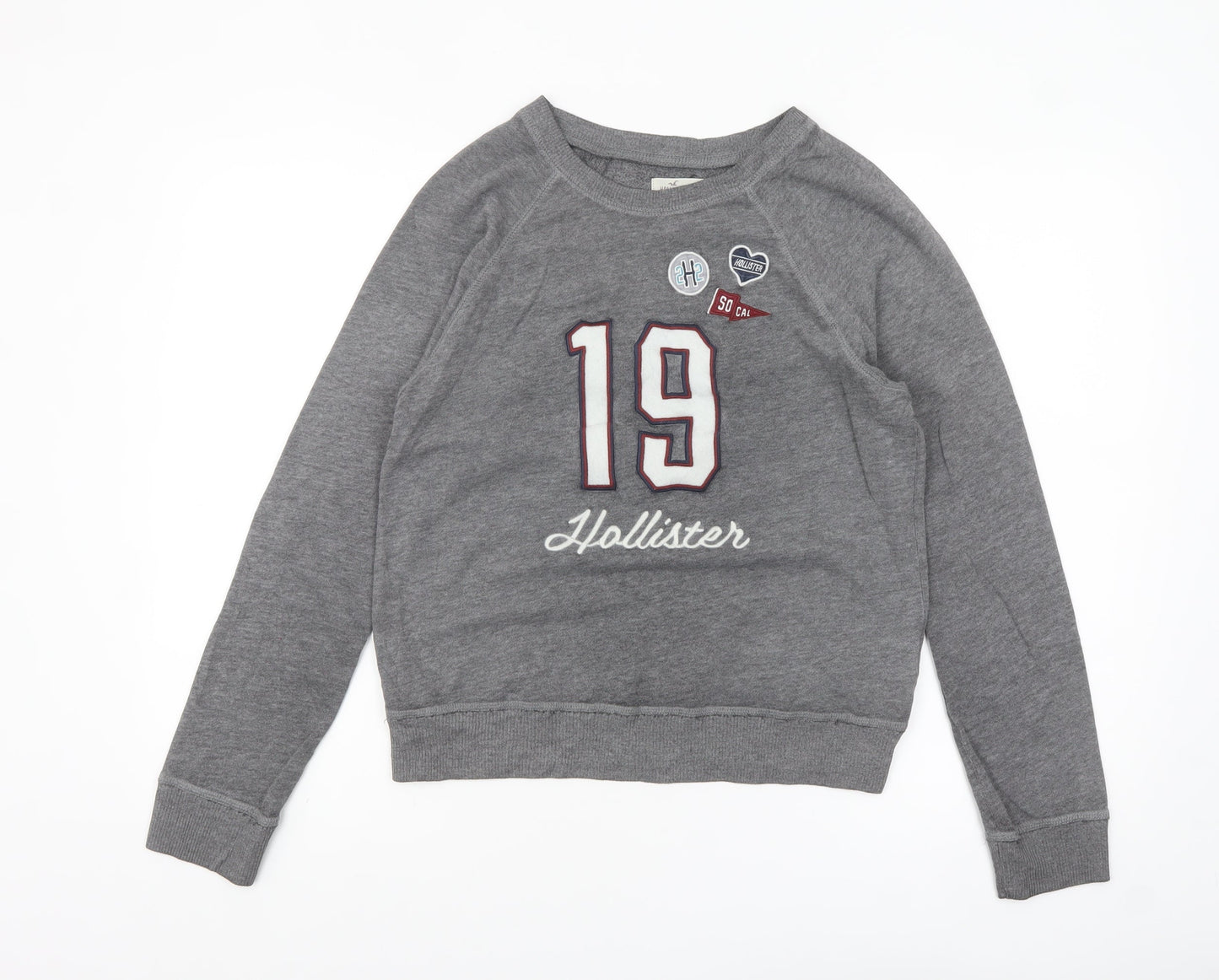 Hollister Womens Grey Long Sleeve Crew Neck Basic T-Shirt S