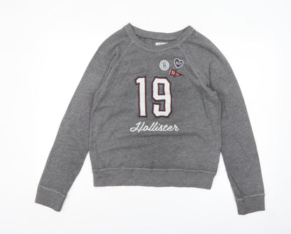 Hollister Womens Grey Long Sleeve Crew Neck Basic T-Shirt S